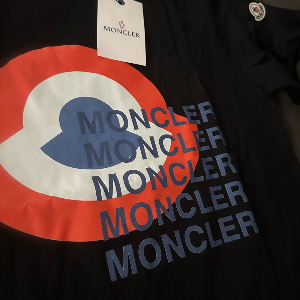 Moncler Black Tee with Red Accent